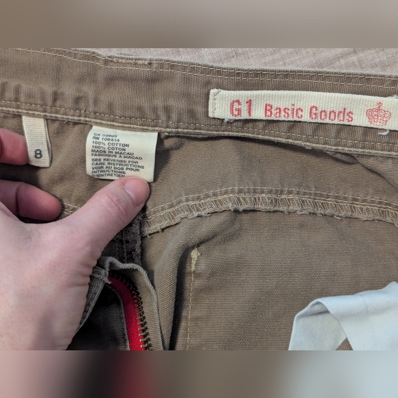 G1 Basic Goods Brown Wide Leg Cotton Canvas Barrel Leg Ankle Pants, Size 8 - Picture 5 of 7